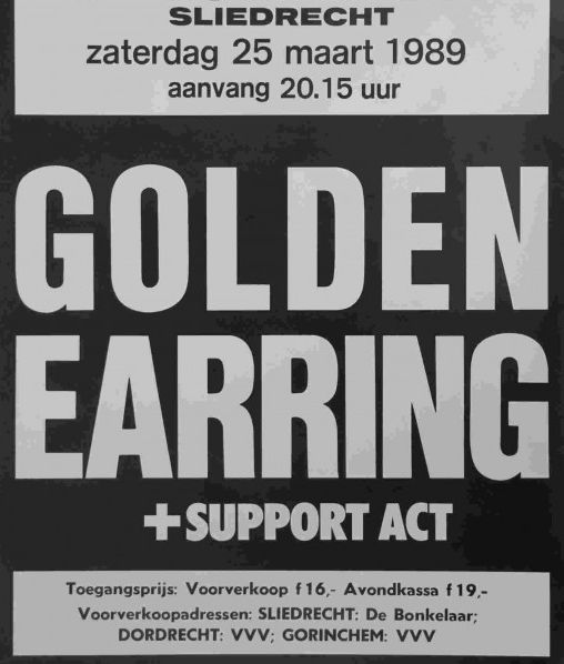 Golden Earring show ad Sliedrecht - Bonkelaar March 25, 1989